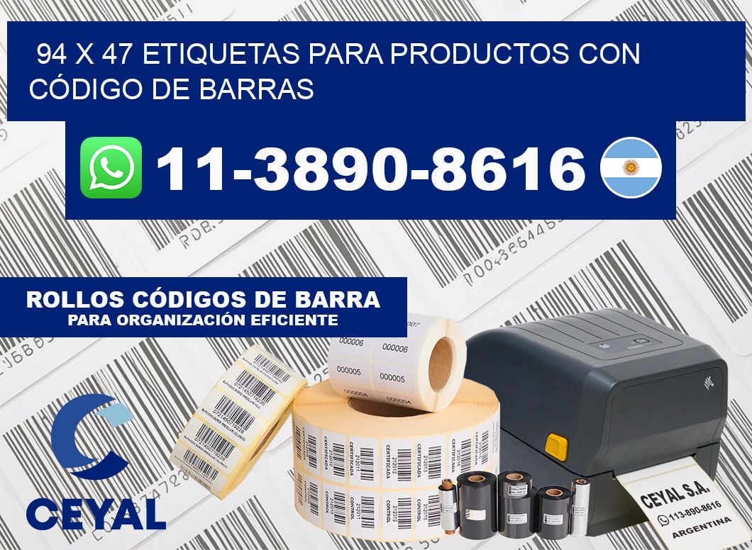 94 x 47 ETIQUETAS PARA PRODUCTOS CON CÓDIGO DE BARRAS