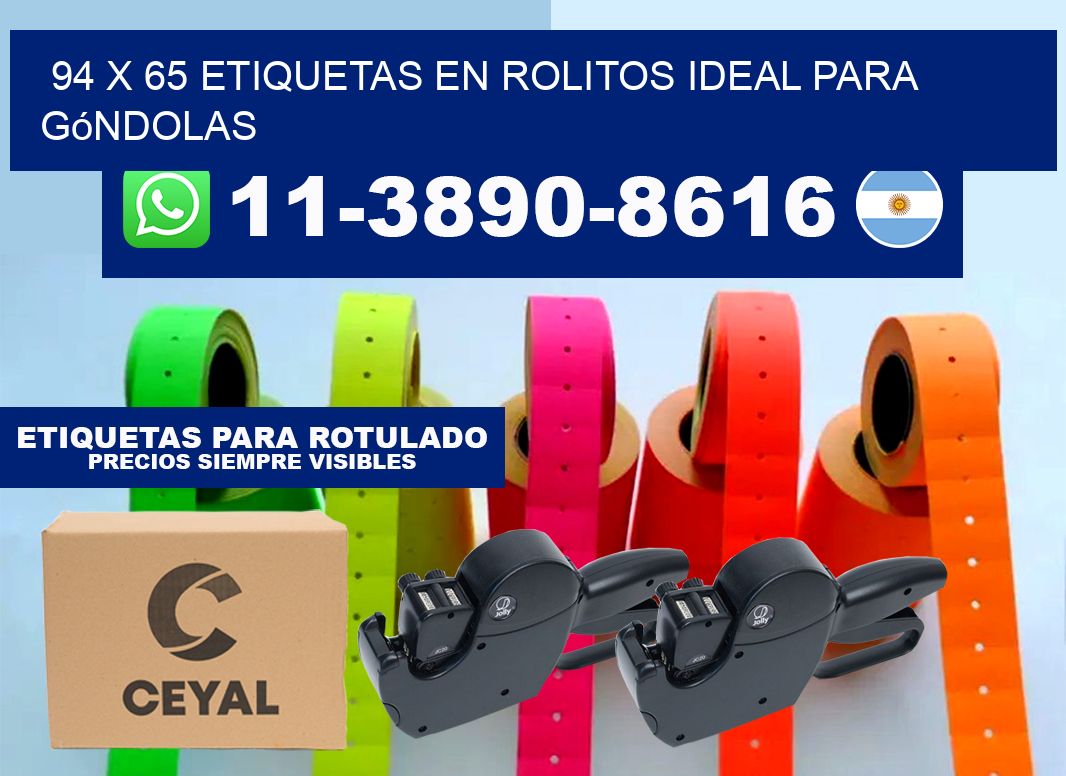 94 x 65 etiquetas en rolitos ideal para góndolas