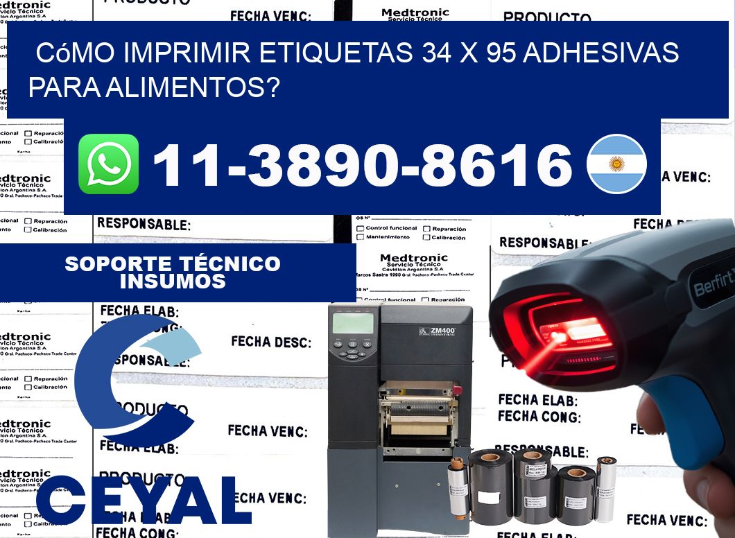 Cómo imprimir etiquetas 34 x 95 adhesivas para alimentos?