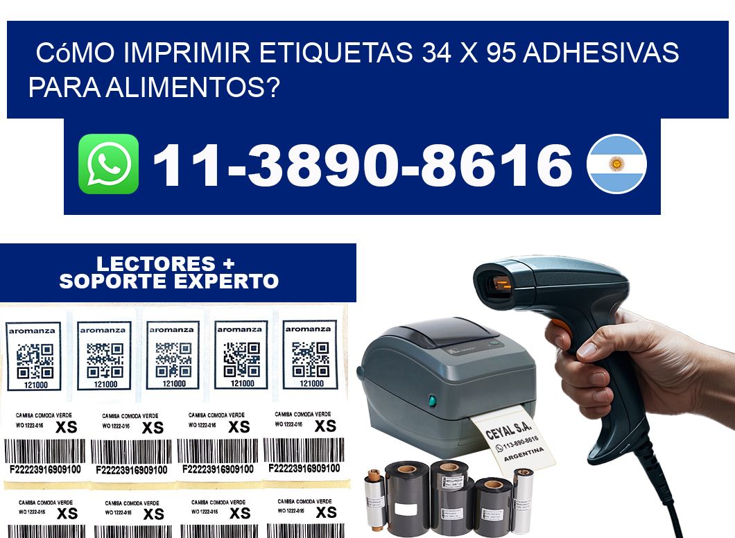 Cómo imprimir etiquetas 34 x 95 adhesivas para alimentos?