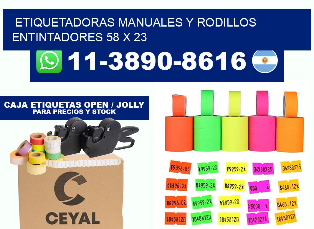 Etiquetadoras manuales y rodillos entintadores 58 x 23