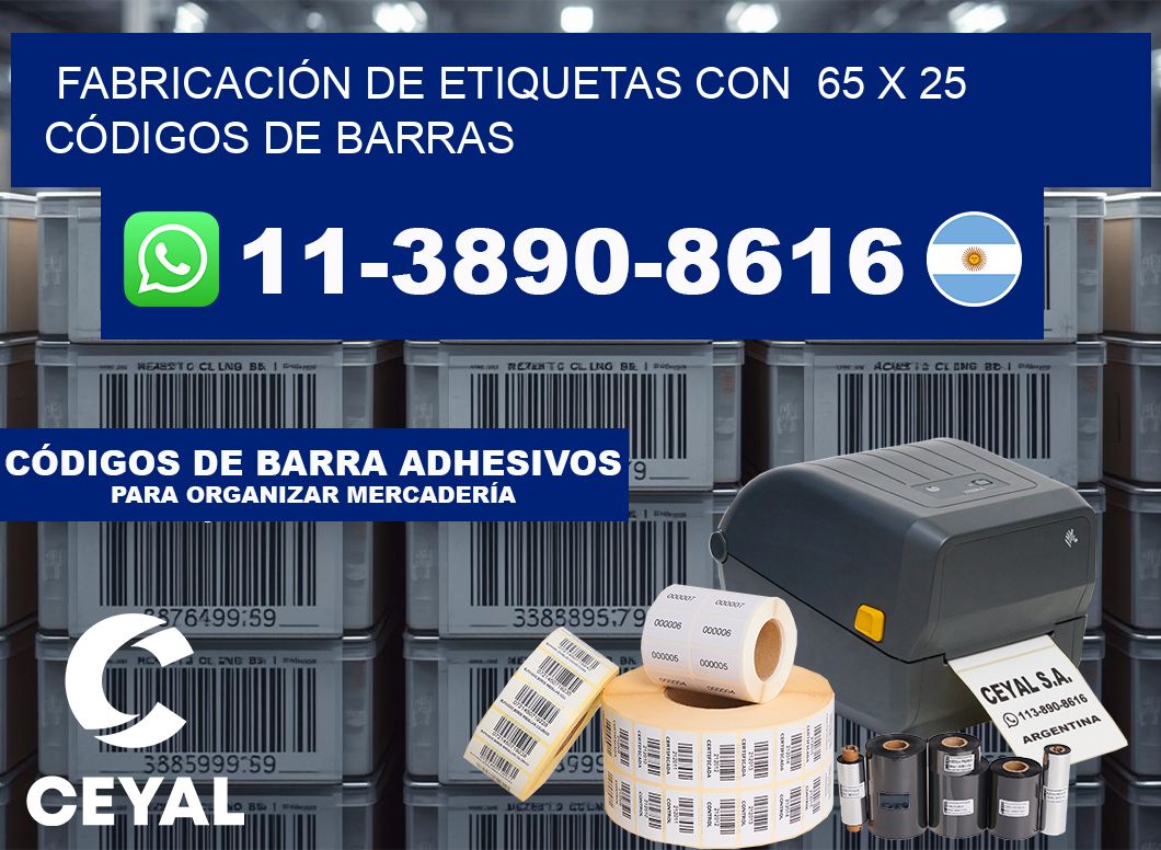 FABRICACIÓN DE ETIQUETAS CON 65 x 25 CÓDIGOS DE BARRAS