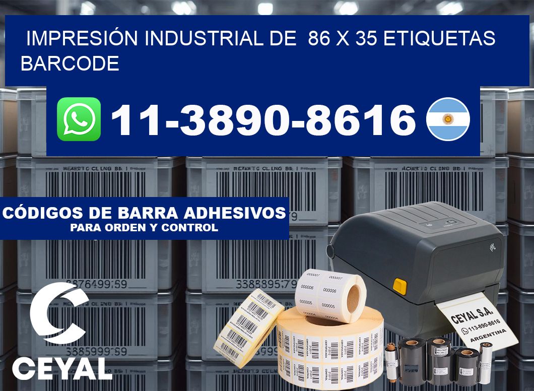 IMPRESIÓN INDUSTRIAL DE  86 x 35 ETIQUETAS BARCODE
