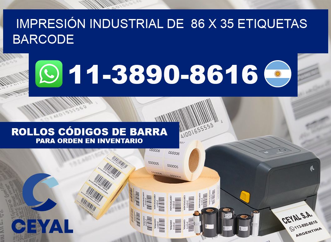 IMPRESIÓN INDUSTRIAL DE  86 x 35 ETIQUETAS BARCODE