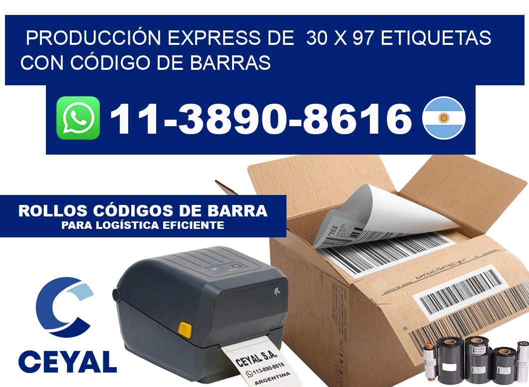 PRODUCCIÓN EXPRESS DE  30 x 97 ETIQUETAS CON CÓDIGO DE BARRAS