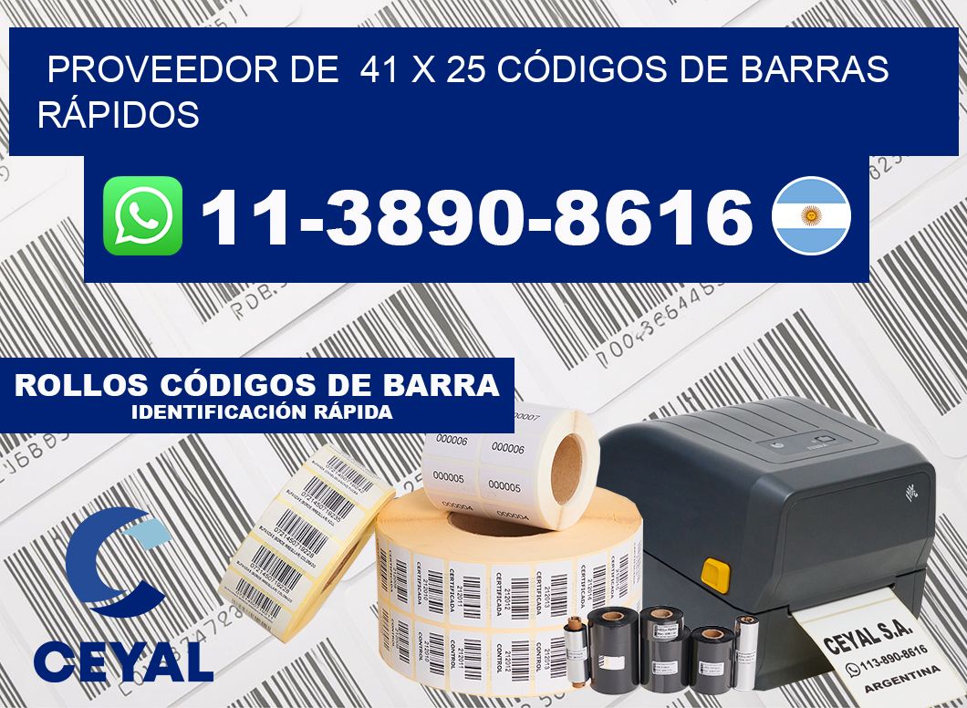PROVEEDOR DE  41 x 25 CÓDIGOS DE BARRAS RÁPIDOS