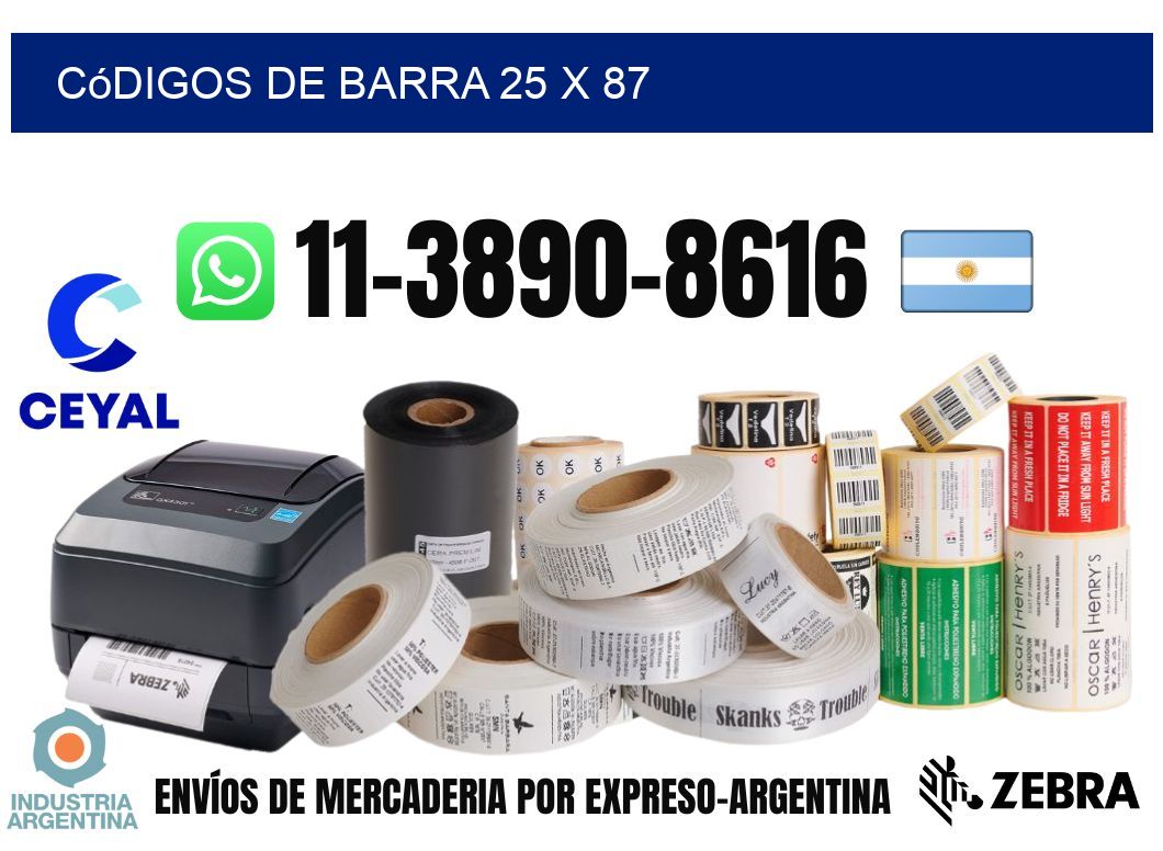 códigos de barra 25 x 87