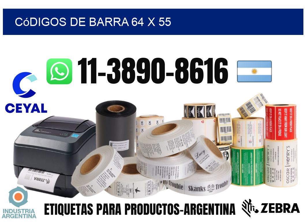 códigos de barra 64 x 55
