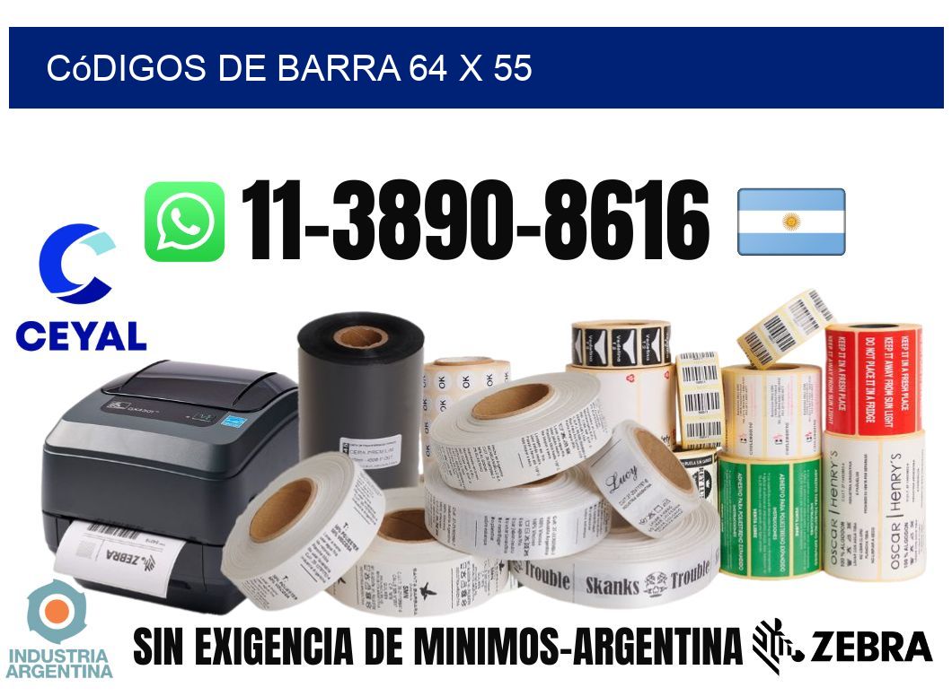 códigos de barra 64 x 55