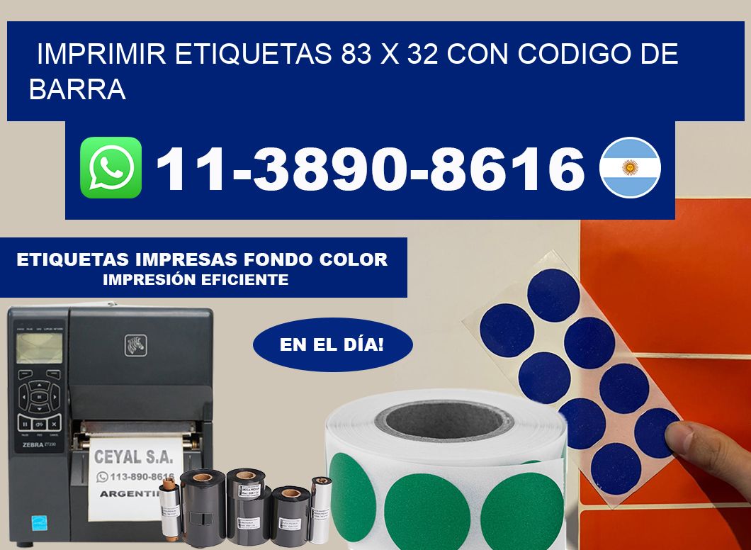 imprimir etiquetas 83 x 32 con codigo de barra
