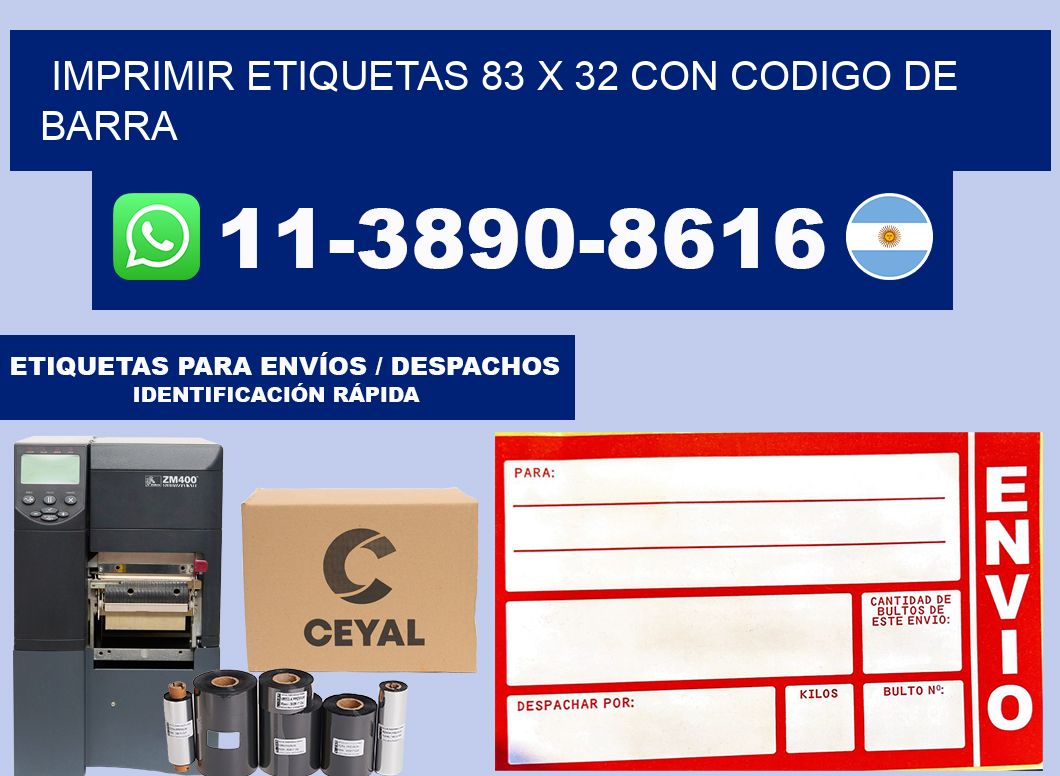 imprimir etiquetas 83 x 32 con codigo de barra