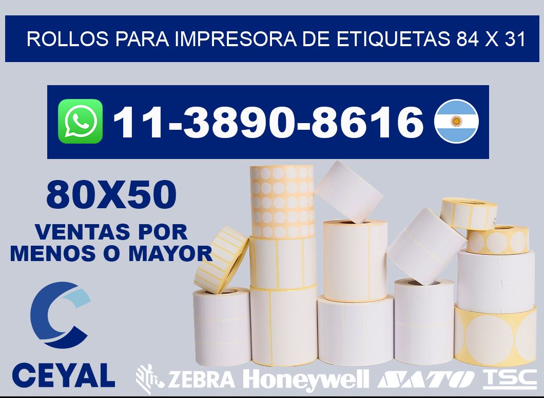 rollos para impresora de etiquetas 84 x 31