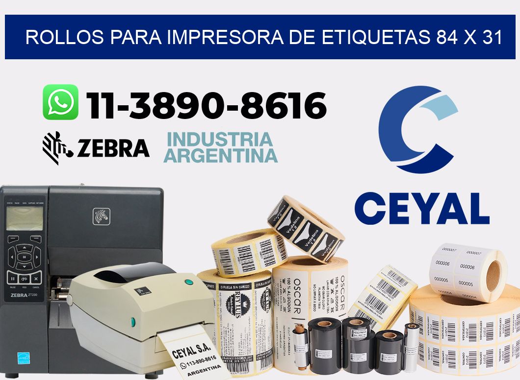 rollos para impresora de etiquetas 84 x 31