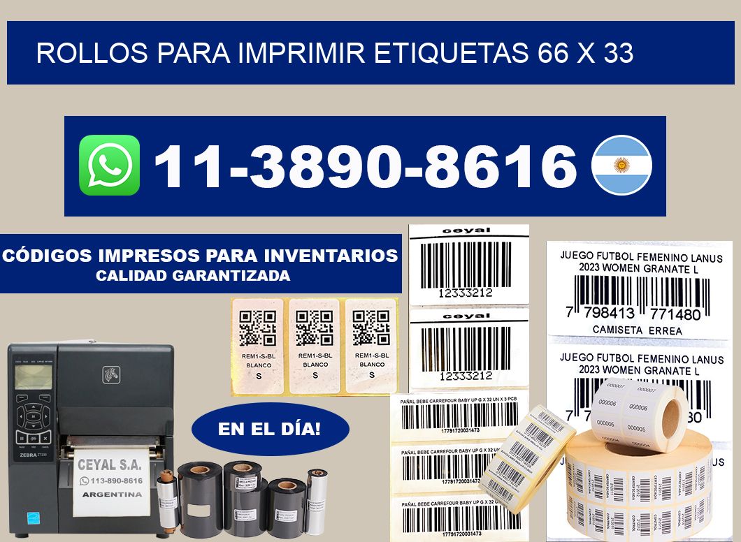 rollos para imprimir etiquetas 66 x 33
