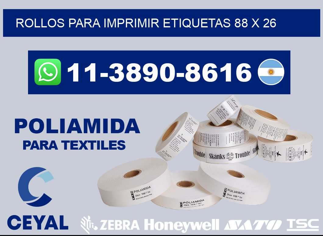 rollos para imprimir etiquetas 88 x 26