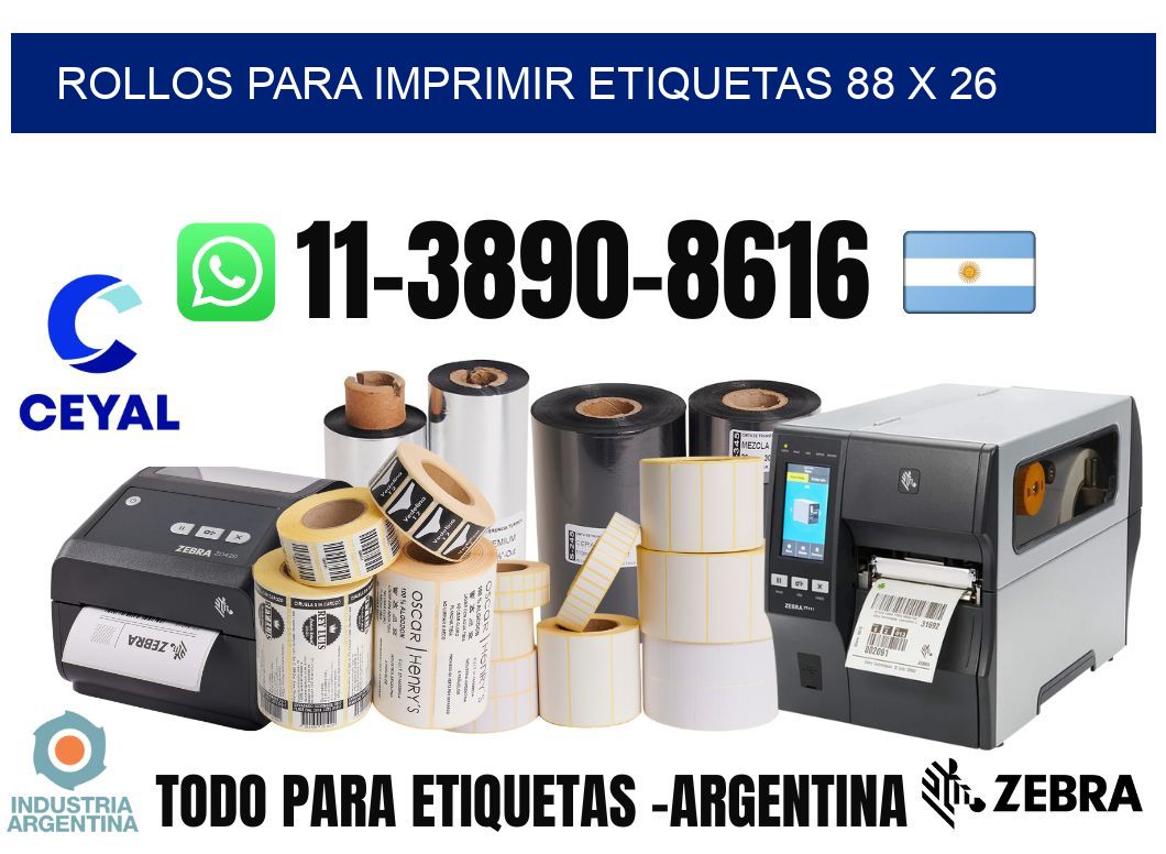 rollos para imprimir etiquetas 88 x 26
