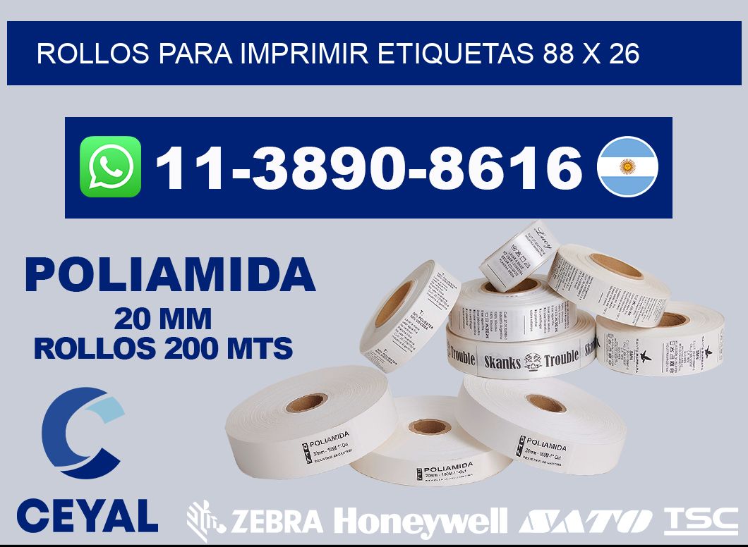 rollos para imprimir etiquetas 88 x 26