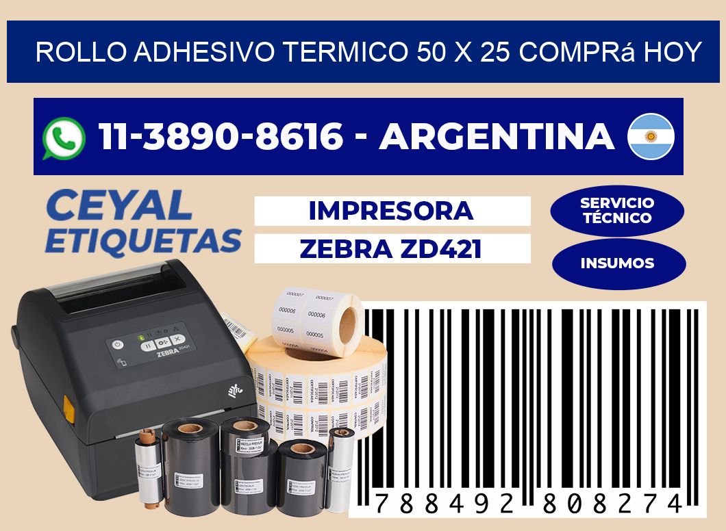 ROLLO ADHESIVO TERMICO 50 X 25 Comprá hoy