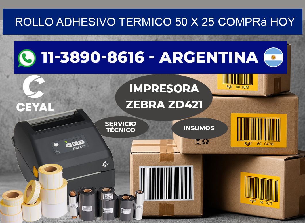 ROLLO ADHESIVO TERMICO 50 X 25 Comprá hoy