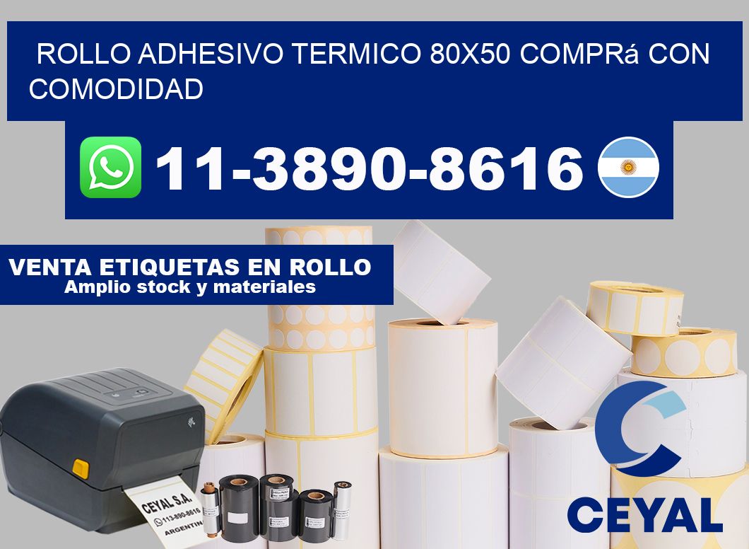 ROLLO ADHESIVO TERMICO 80×50 Comprá con comodidad