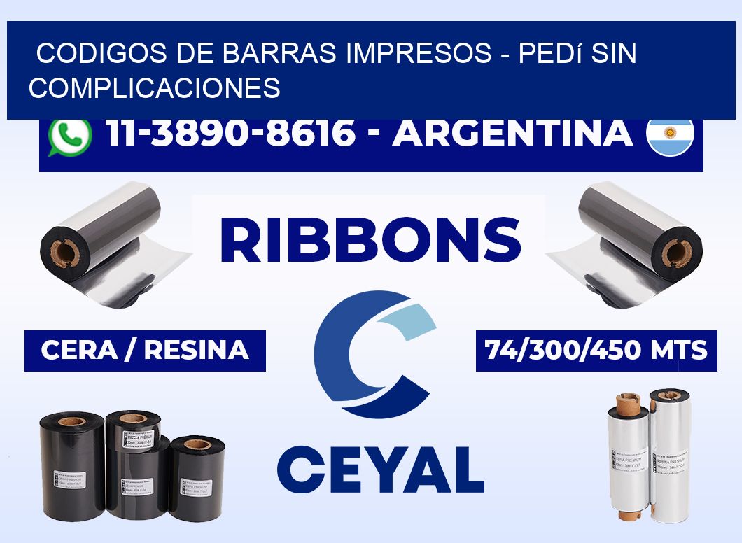 CODIGOS DE BARRAS IMPRESOS - Pedí sin complicaciones