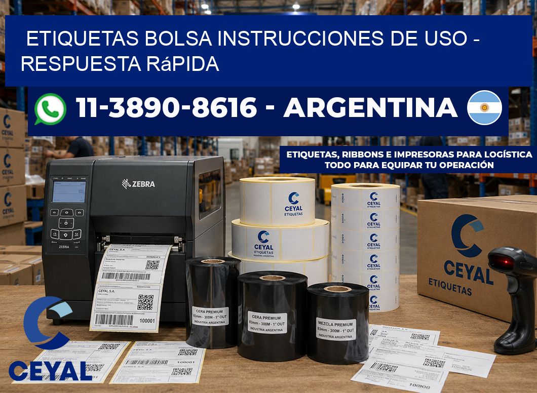 Etiquetas Bolsa instrucciones de uso - Respuesta rápida