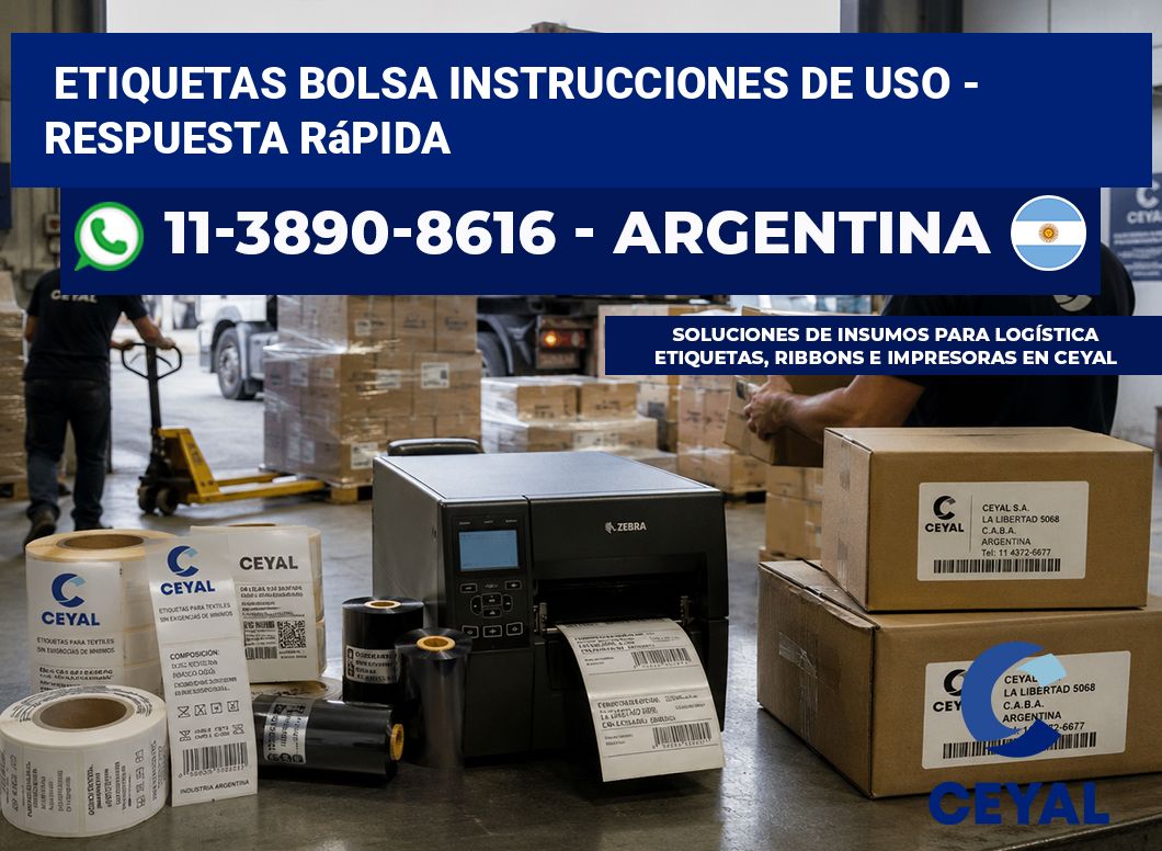 Etiquetas Bolsa instrucciones de uso – Respuesta rápida