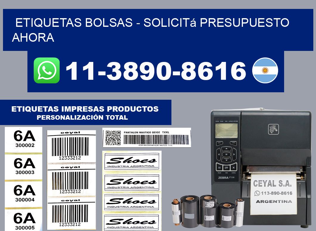 ETIQUETAS BOLSAS - Solicitá presupuesto ahora