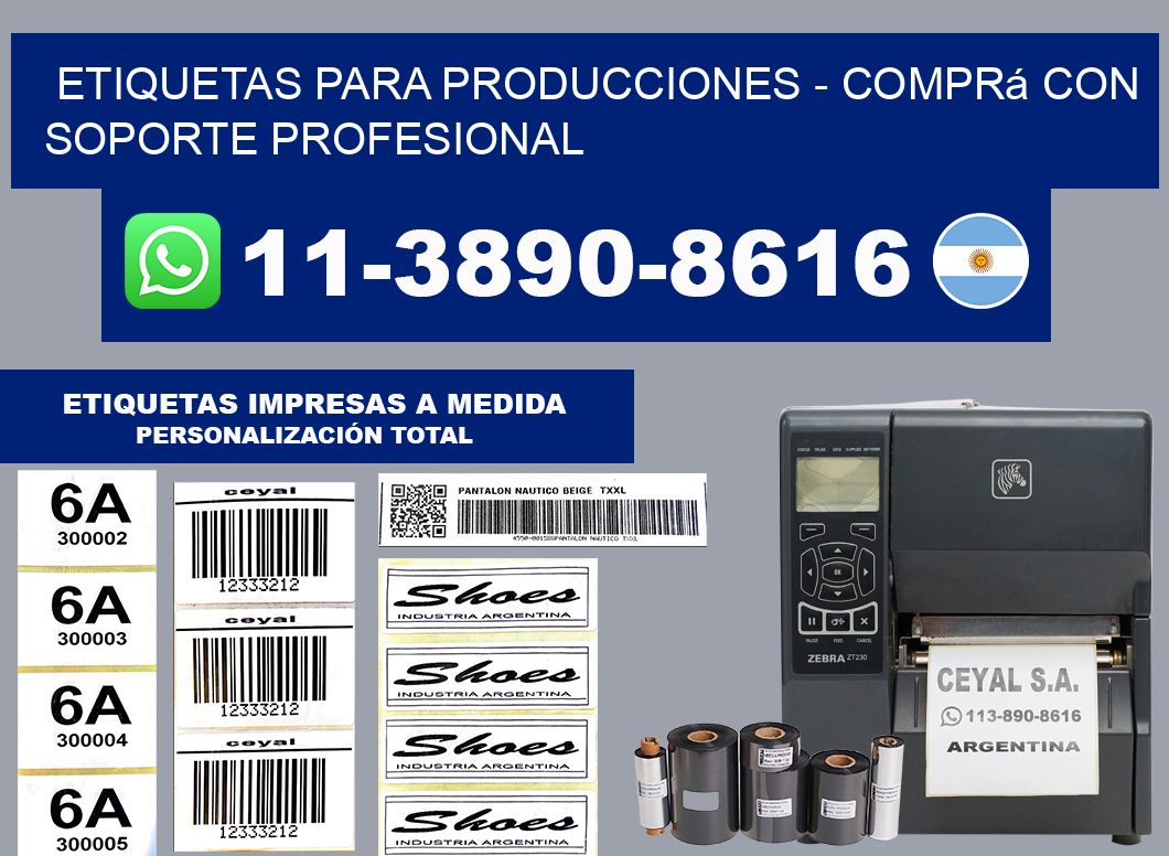 ETIQUETAS PARA PRODUCCIONES - Comprá con soporte profesional